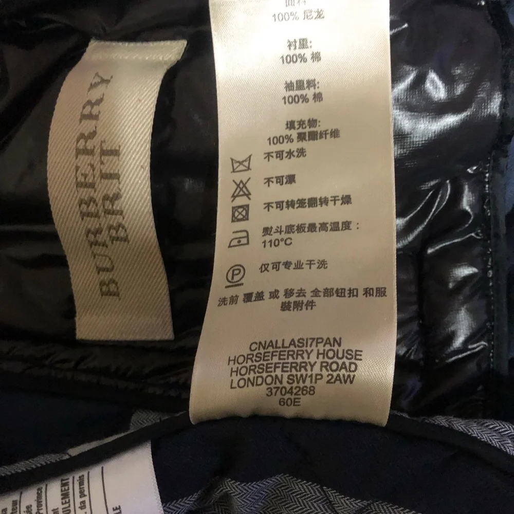 Burberry Womens Quilted Black Moto Jacket, size 12